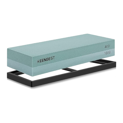 KEENBEST Actual Grit Premium Material Sharpening Stone 2 Side 400 1000 Whetstone Set Kitchen Knife Sharpener Stone Wet Stones for Sharping Knives Kit with Non-slip Rubber Base